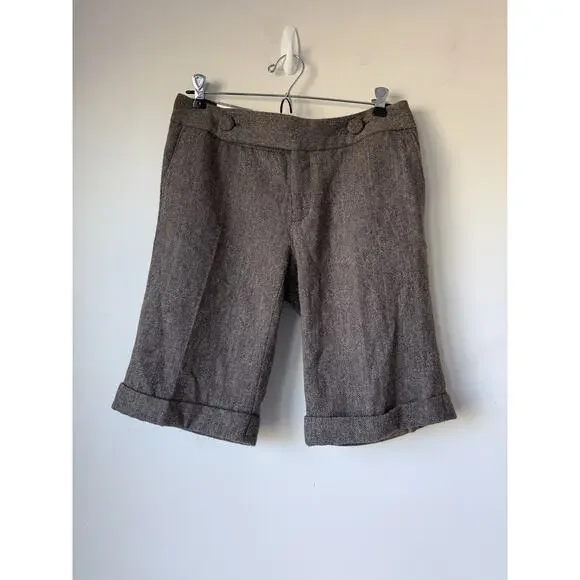NEW Banana Republic 6 Herringbone Martin Fit Shorts 100% Wool Brown - Picture 1 of 8